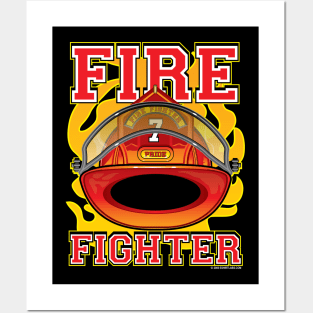 Fire Fighter Red Helmet Posters and Art